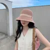Chapéu de Pescador de Tricô Cor Sólida Estilo Japonês com Aberturas para Mulheres Verão Versátil para Cabeça Grande Chapéu Balde Respirável Chapéu de Proteção Solar