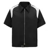 Camisa de Manga Corta Cleanfit con Costuras de Color Contrastante Hombros Acolchados para Hombre Diseño de Nicho de Gama Alta Camisa de Manga Media Plisada de Nylon