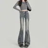 Jeans Feminino Micro-flare 2026 Tendência Versátil Novo Primavera/Verão Fino Cintura Alta Emagrecedor Skinny para Mulheres Baixas