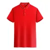 Camisa polo listrada de luxo, verão, seda gelada respirável, sem suor, manga curta, casual de negócios, camisa cultural para equipe corporativa