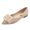 Zapatos de tacón bajo de estilo coreano para primavera para mujer, boca poco profunda, talla grande, suela plana, hebilla cuadrada, zapatos de caña baja, zapatos de hada, suela blanda, zapatos tipo rollo de huevo para comercio exterior