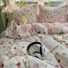 Juego de Ropa de Cama de Encaje Crema Estilo Japonés 2026 para Niñas, Sábana y Funda de Edredón Estilo Coreano, Juego de Tres Piezas para Dormitorio