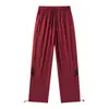 Pantalones de Hombre Verano Seda de Hielo Secado Rápido Nuevo Estilo Holgados Rectos Caídos Pierna Ancha Cordón Pantalones de Chándal Deportivos Casuales