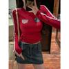 546 # 2026 Estilo Novo de Primavera Camiseta de Algodão Puro Bordada Listrada de Manga Longa para Mulheres, Caimento Justo, Estilo Curto, Top da Moda