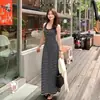Vestido de Tirantes Rayado Estilo Coreano Ajustado a la Moda para Mujer, Vestido Largo de Verano con Hombros Descubiertos y Forma de Campana, Venta al por Mayor Transfronteriza