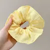 Scrunchie lenço quadrado estilo pastoral francês para meninas e crianças, elástico de cabelo doce com laço para coques, acessório de cabelo