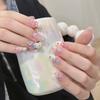 Uñas largas de otoño transfronterizas parche de uñas de uñas blanco transparente hielo largo T desmontable uña uña pieza de uña acabado para llevar uña