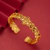 Pulsera de Oro Arena Vietnamita para Mujer, Pulsera Abierta de Hoja Calada para Mujer, Lujo Accesible y Joyería de Pulsera de Oro Simulado de Alta Gama