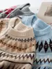 Cárdigan de cachemira jacquard Fair Isle cálido y engrosado con cremallera, suéter de capa base de bloque de color con cuello redondo para mujer, nuevo estilo Otoño Invierno