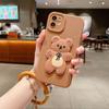 Estojo Adequado para Comércio Exterior para Celular Apple 17Promax, Pulseira com Anel de Urso Coreano Fofo para iPhone16 com Furos Finos para Mulheres