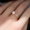 Accesorios DIY Plata de Ley S925 Lujo Ligero Moda Anillo de Perla Soporte en Blanco Anillo de Dedo Hecho a Mano Soporte para Anillo Anillo de Dedo Abrible 5-7mm