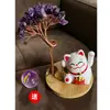Árbol de la Fortuna de Cristal Natural, Gato de la Fortuna, Árbol de Cristal para Coche, Decoración Interior de Coche, Adorno de Cristal de Gato de la Fortuna, Artículo de Manualidad