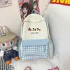 Mochila dulce y pequeña con estampado de poni y cuadros azul cielo, mochila estilo japonés para chica suave, estudiante, para viajes de vacaciones y sesiones de fotos