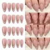 Unhas postiças usáveis da moda com 96 peças para exportação, apresentando formato amêndoa nude, estilo francesinha e um design moderno que realça o tom da pele.