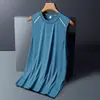 Chaleco de Seda de Hielo para Hombre Verano Delgado Sin Mangas Deportivo Transpirable Secado Rápido Camiseta Verano Chaleco Hueco Camiseta Base para Exteriores