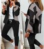 Nuevo traje informal de cuadros escoceses para mujer europea y americana de 2024, ajustado, con solapa y pantalones con cordones.