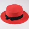 Sombrero de Sol de Verano Estilo Coreano para Madre e Hija con Lazo Ala Plana Protección Solar Sombrero de Paja Exterior Plano Plegable Sombrero de Sol