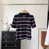 Nuevo Suéter de Punto Pulóver con Cremallera Corta Rayado de Cuello Polo Simple para Mujer Primavera y Otoño 2026