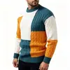 Outono Inverno 2026 Novo Suéter de Tricô Masculino Gola Redonda Color Block Moda Jovem Camada Base Casual