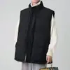 Chaleco de Algodón con Cuello Alto de Invierno para Hombre Color Sólido Versátil Moderno Casual Estilo Juvenil Universitario Chaqueta sin Mangas Venta al por Mayor