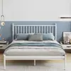 Cama moderna minimalista con estructura de hierro, cama doble reforzada de 1,8 m, cama de hierro forjado estilo nórdico, cama de hierro plegable, cama individual de 1 m