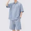 Nuevo Traje Casual de Hombre Verano 2026 con Camisa Polo de Manga Corta con Solapa y Pantalones Cortos, Conjunto de Dos Piezas Suelto y Moderno para Hombre
