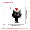 Gato Negro Lindo de Navidad 2D Acrílico Llavero para Coche Colgante Accesorios de Decoración Festiva