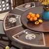 Nuevo tapete de comedor de vidrio suave en forma de abanico de estilo chino, tapete de comedor transparente para hotel, tapete de mesa redondo con junta, tapete de mesa impermeable y a prueba de aceite, tapete de aislamiento térmico