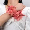 Comercio exterior nuevo europeo y americano de alta calidad retro gasa pluma perla flor de loto corsage flor de muñeca para boda decoración de dama de honor