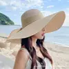 Sombrero de Paja para Mujer, Sombrero de Sol de Verano, Estilo Coreano, Moderno, para la Playa, Ala Ancha, Protector Solar Anti-UV, Plegable, Sombrero de Playa