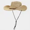 Novo Chapéu de Sol de Aba Larga para Uso Externo para Homens e Mulheres, Chapéu de Cowboy, Chapéu de Palha, Chapéu de Pescador, Estilo Primavera e Verão