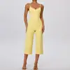 Novo conjunto esportivo casual estilo europeu e americano, com decote V, cintura alta, pernas largas, controle de barriga, roupa para treinamento de Pilates e yoga para mulheres
