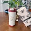 Termo de acero inoxidable 316 con pajita, taza para café de doble bebida para el hogar, con cuerda para el coche, taza acompañante de alto valor de color, lirio orquídea