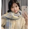 Cachecol xadrez azul para mulheres no inverno, versátil, quente e fofo, casal de estudantes, cachecol macio estilo japonês para meninas, presente de Natal
