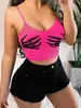 Desejo Aliexpress Roupas Europeias e Americanas Estampa de Garra de Diabo Tomara-que-caia Alça Fina Justo Mostrando o Umbigo Colete