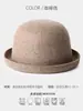 Sombrero de Pescador para Mujer de Lana Pequeño Sombrero de Cubeta de Lana Otoño e Invierno Japonés Versátil Casual Sombrero de Copa Pequeño de Castor a la Moda Borde Rizado Sombrero de Vuelta