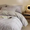 Juego de cama de cuatro piezas de algodón puro grueso y lujoso, sábana y funda nórdica cálidas de algodón puro, juego simple de tres piezas para otoño e invierno