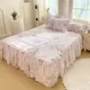2025 Nuevo Estilo Algodón Puro Estilo Francés Encaje Acolchado Falda de Cama Individual Pieza Única