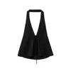 Comércio Exterior Atacado Verão Nova Roupa Feminina Estilo Europeu e Americano Moda Top Halter com Decote Halter Decorado com Laço 2935083