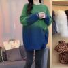 Suéter holgado de estilo occidental con degradado de color para mujer, otoño e invierno, largo medio