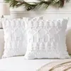 Funda de Cojín Decorativo de Felpa Acolchada Estilo Americano Reno Copo de Nieve Cojín de Sofá Cojín de Respaldo Funda de Cojín Decorativo para Cama