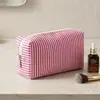 Bolsa Cosmética de Dumpling Rayada Estilo Coreano Bolsa Plegable de Dumpling Neceser Cosmético Bolsa de Baño para Mujer Bolsa de Viaje Venta al por Mayor de Fábrica
