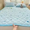 Cobertor de Colchão Espesso de Lã de Leite para Inverno Dormitório Estudantil Tapete de Dormir Individual/Casal Super Macio Coral Fleece Almofada Macia Roupa de Cama
