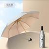Sombrilla Solar Protección UV Doble Capa Plata Titanio Sombrilla Parasol Protección Solar Extra Fuerte Plegable para Mujer para Lluvia o Sol Doble Uso upf50+