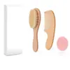 Set de Cepillo y Peine para Bebé Más Vendido en Amazon Cepillo para el Cabello de Recién Nacido con Cerdas Suaves, Cepillo de Pelo de Cabra Natural