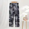 Calça da Mamãe para Meia-Idade e Idosos Verão Seda Gelada Nove Pontos Fina Casual Plus Size Cintura Alta Solta Anti-Mosquito Frete Grátis do Fabricante