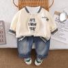 Conjunto de Primavera y Otoño para Niño Elegante Nuevo Ropa de Otoño para Bebé Chaqueta de Béisbol para Niños Conjunto de Tres Piezas Ropa Guapa Moderna al Por Mayor