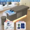 Cama de Shampoo para Terapia Capilar LED de Luxo Leve, Cama Integrada com Circulação de Água e Vaporização para Salão de Beleza, Cama de Fisioterapia Totalmente Reclinável para Lavar o Cabelo
