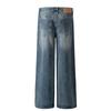 Fx069 High Street Americano Retro Unisex Gama Alta Diseño Negro Lavado Jeans Rectos Holgados para Hombre