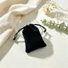 Bolsa Negra de Flocado con Cordón 5*7cm Bolsa de Almacenamiento para Joyería Anillo Collar Pendientes Pequeños Accesorios Bolsa de Terciopelo